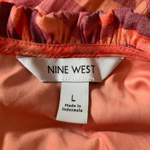 Nine West Orange Geo Print Halter Sleeveless Maxi Dress Large - Picture 11 of 13